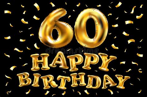 Vector Happy Birthday 60th Celebration Gold Balloons And Golden