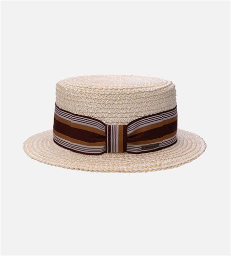 Womens Straw Boater Hat Mossant Paris