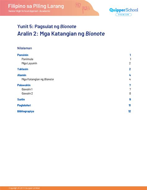 Solution Sg Fpl Q Mga Katangian Ng Bionote Studypool