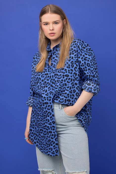 Overhemdblouse Oversized Luipaardprint Overhemdkraag Lange Mouwen