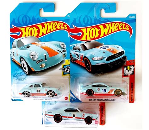 Hot Wheels 3 Pack Gulf Porsche Ford Mustang Oldsmobile Envío gratis