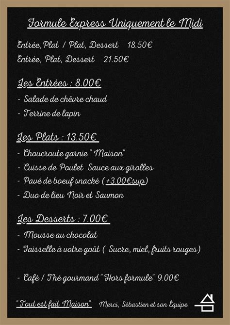 Les Menus La Petite Fontaine