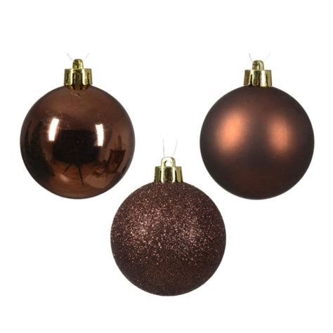 Kerstballen Set Delig Kunststof Onbreekbaar Espresso Diverse