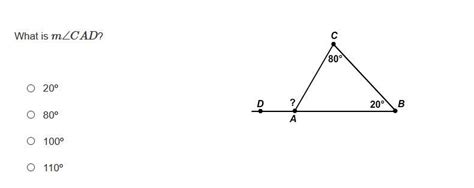 What is mCAD 20º 80º 100º 110º I WILL GIVE BRAINLIEST TO THE BEST