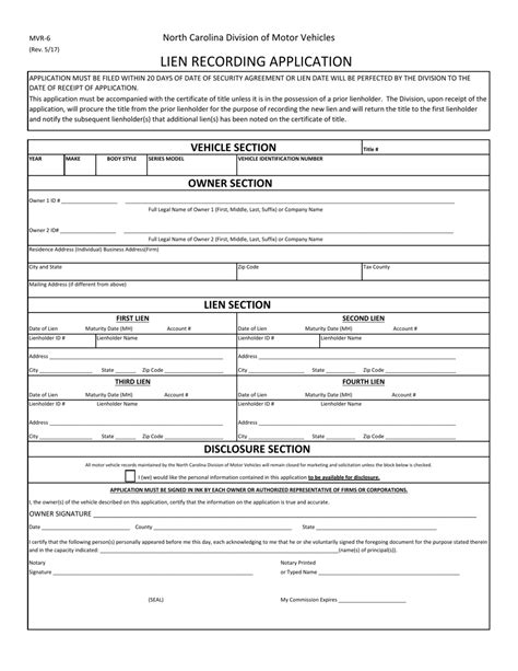 Form Mvr 6 Fill Out Sign Online And Download Fillable Pdf North