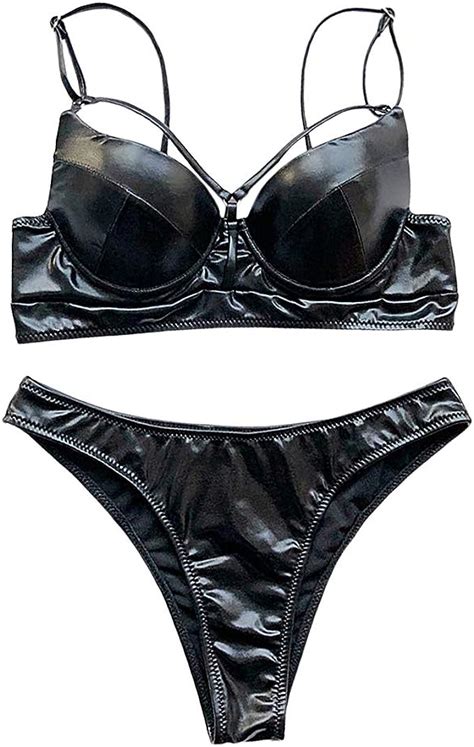 Gabrine Bikini Set für Damen glänzend Metallic Lackleder Bikini