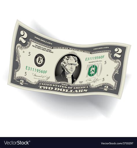 2 dollar bill 3d Royalty Free Vector Image - VectorStock