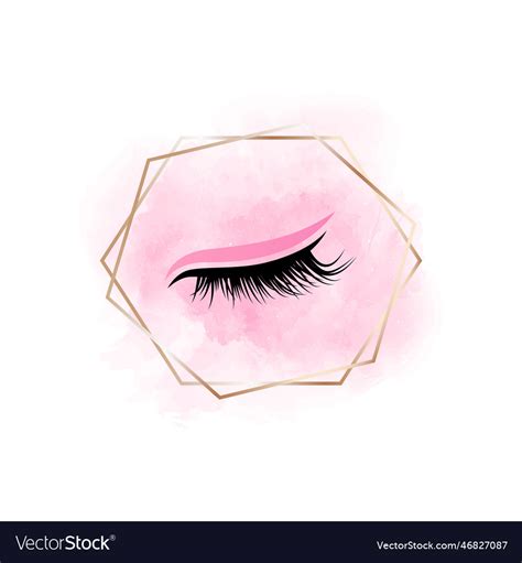 Lashes logo on abstract pink background Royalty Free Vector