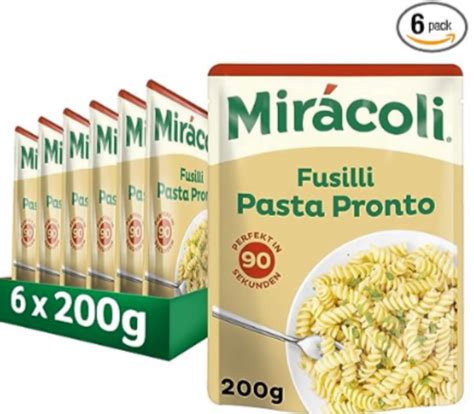 MIRÁCOLI Pasta Pronto Fusilli 6 Packungen 6 x 200g ab 6 59 Prime