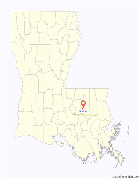 Map of Walker town, Louisiana - Thong Thai Real