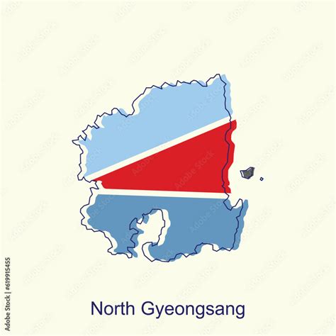 North Gyeongsang map vector illustration on white background, detailed map of South Korea vector ...