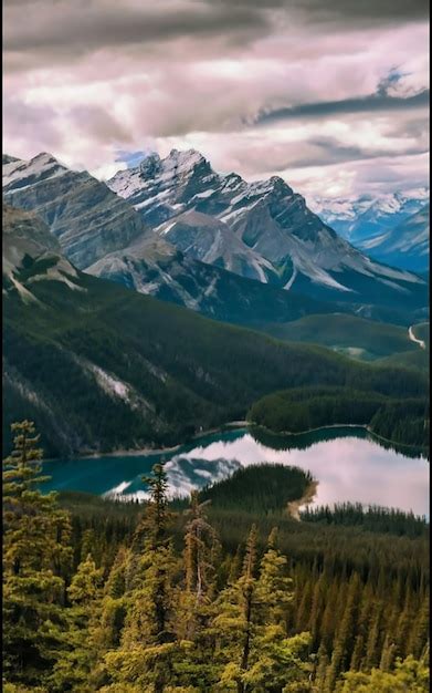 Majestic Mountain Range Tranquil Scene Canadian Freedom Premium Ai