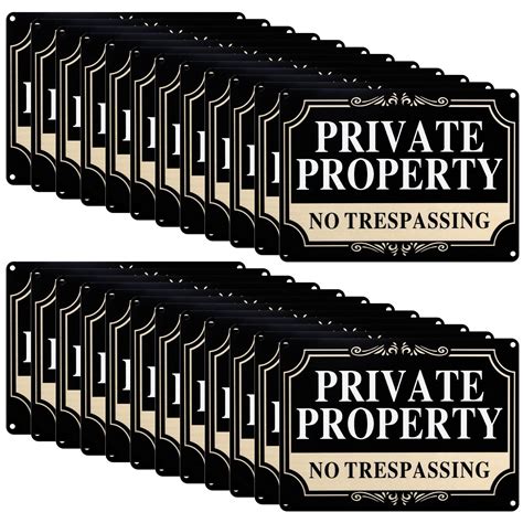 Blulu Pcs No Trespassing Sign Private Property Signs Metal Black