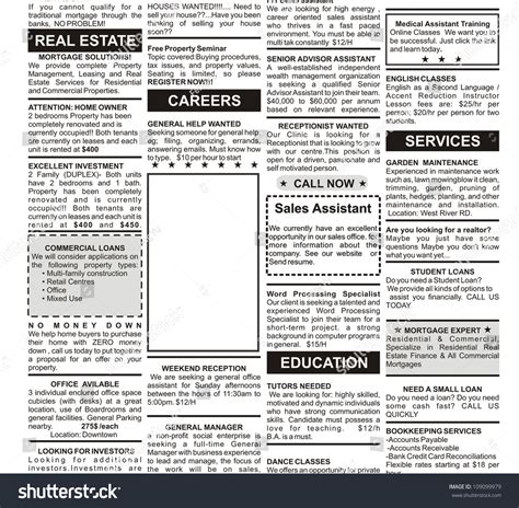 Newspaper Job Ads Examples