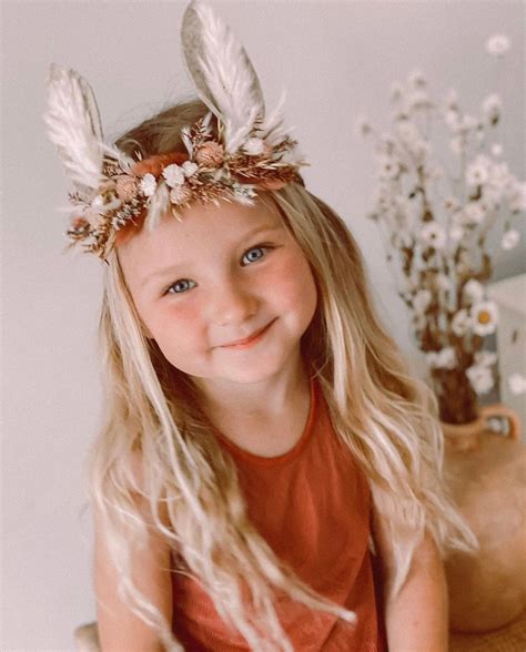 Pampas Ear Bunny Flower Crown Photo Prop Baby Tieback Bunny Etsy