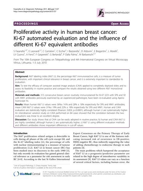 Pdf Proliferative Activity In Human Breast Cancer Ki Automated