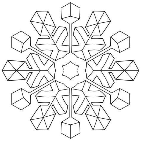 Abstract mandala snowflake line art design for coloring page 36291992 ...