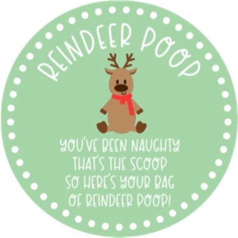 Reindeer Poop Reindeer Poop Favor Tag Christmas Treat Bag Reindeer