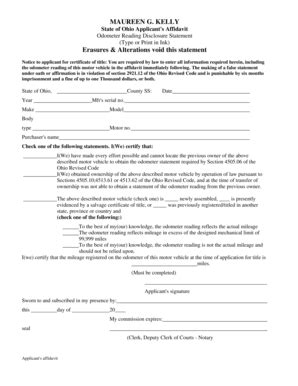 State Of Ohio Applicants Affidavit - Lake County Ohio - Fill and Sign ...