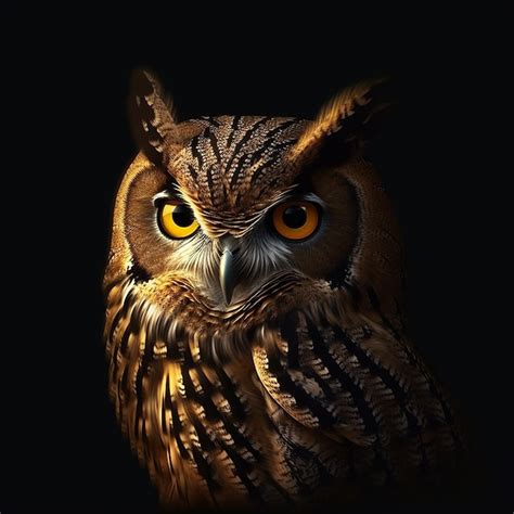 Premium AI Image A Close Up Of An Owl With Yellow Eyes And A Black