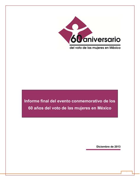 Informe final del evento conmemorativo de los 60 años del voto de