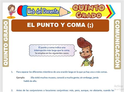 Uso Del Punto Y Coma Para Quinto Grado De Primaria Web Del Docente