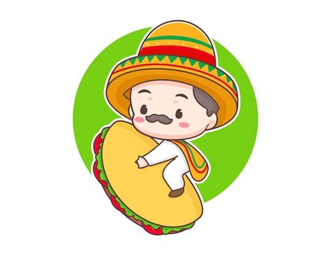 Chef Mexicano Con Tacos De Comida Logo Mascota Personaje De Dibujos