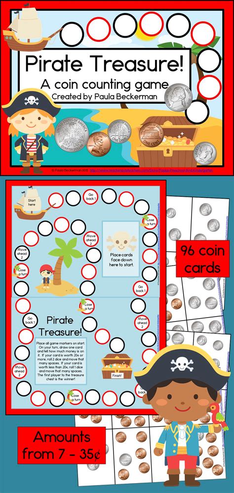 Counting Money Mixed Coins Pirate Treasure Game Coin Counting Games Counting Games