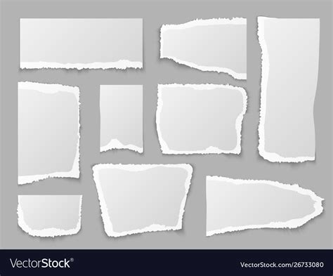 Torn Paper Ripped Papers Pieces Grainy Scrap Vector Image