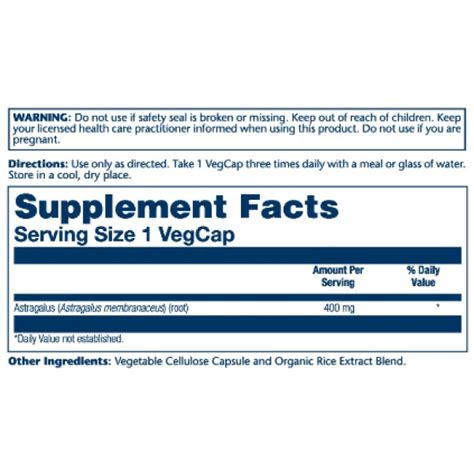 Solaray Astragalus 400 Mg 100 Veg Caps