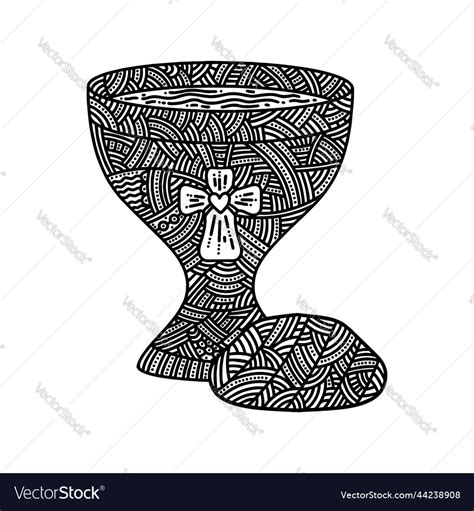 Communion cup and bread Royalty Free Vector Image