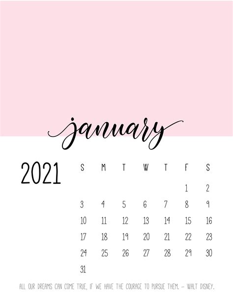 Block Color January 2021 Calendar | Calendar printables, Print calendar ...