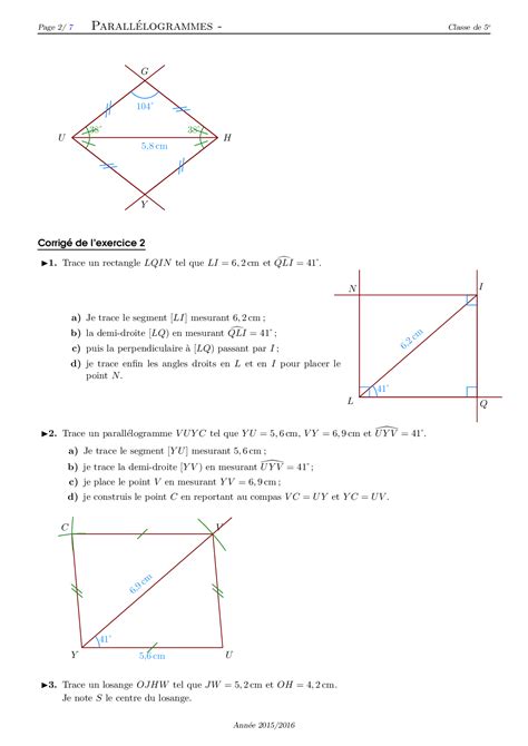 Construction De Parall Logrammes Corrig S Rie D Exercices Alloschool