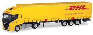 HO Iveco Stralis XP Curtain Canvas Semitrailer DHL Model Train