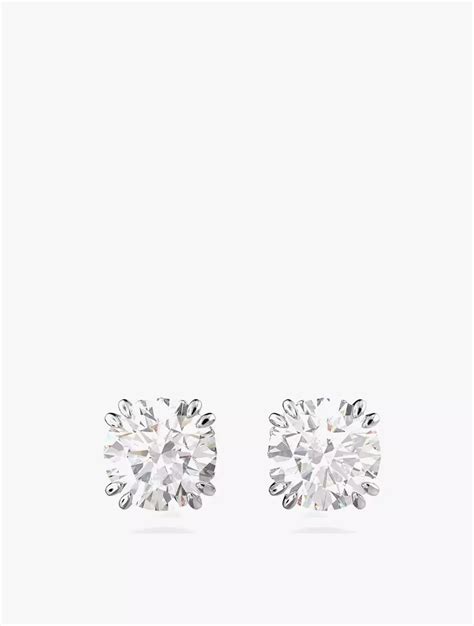 Jual Swarovski Constella Stud Earrings Round Cut White Rhodium