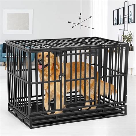 Heavy Duty Dog Crate 48 Inch Strong Metal Dog Kennel And