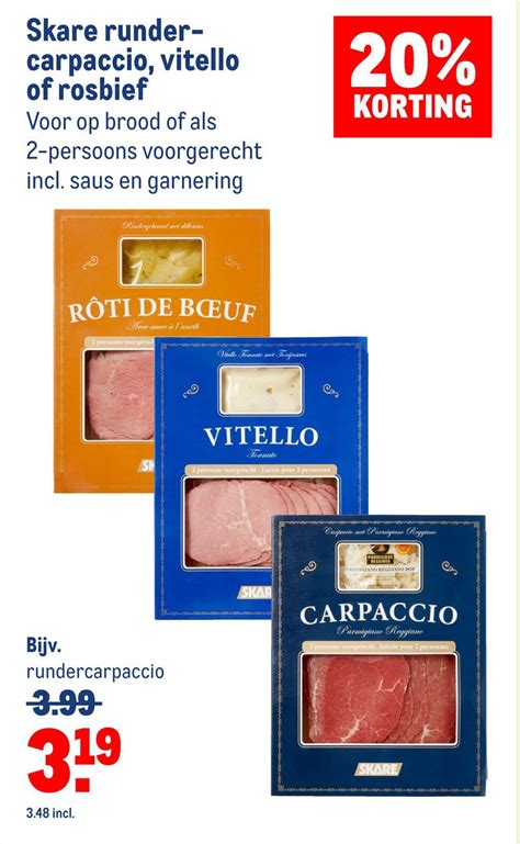 Skare Runder Carpaccio Vitello Of Rosbief Aanbieding Bij Makro