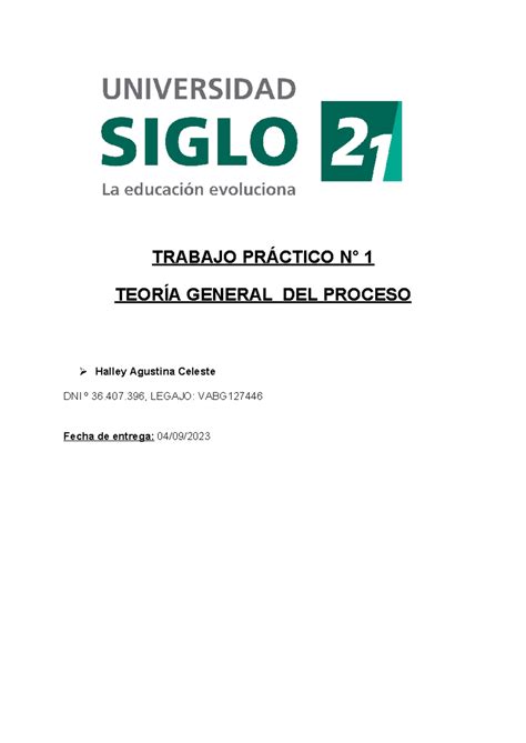 Trabajo Pr Ctico N Teoria General Del Proceso Trabajo Pr Ctico N