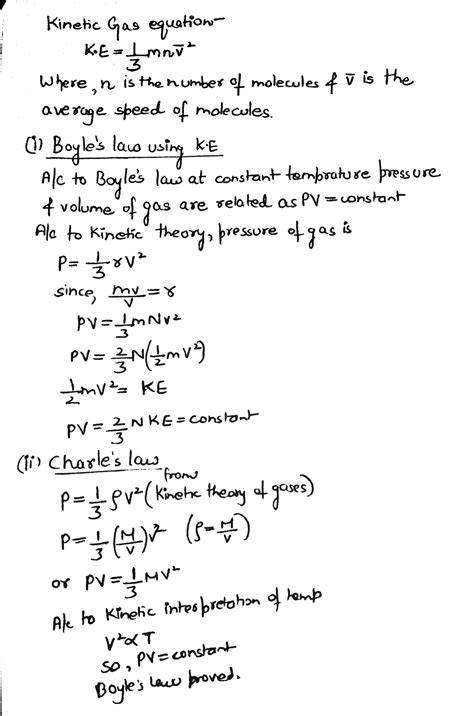 Write The Kinetic Gas Equation Deduce Following Gas Laws From It I