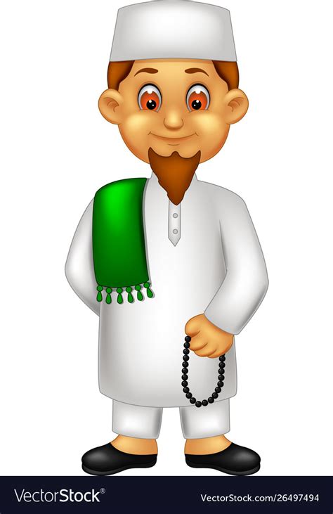 Funny religious man cartoon Royalty Free Vector Image