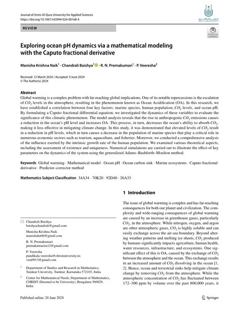 Pdf Exploring Ocean Ph Dynamics Via A Mathematical Modeling With The