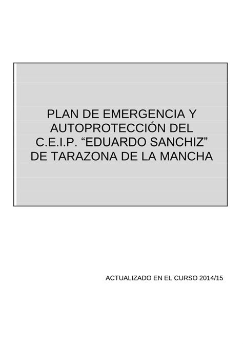 Pdf Plan De Emergencia Y Autoprotecci N Del Ceip Eduardosanchiz