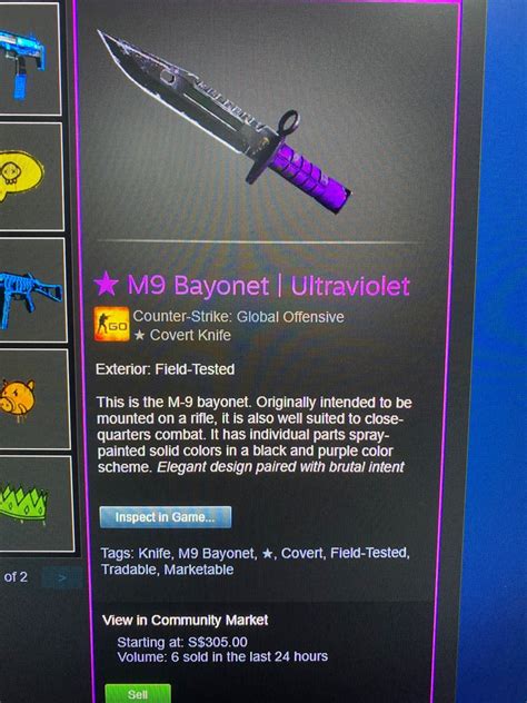 CS GO M9 Bayonet Ultraviolet Toys Games Video Gaming In Game