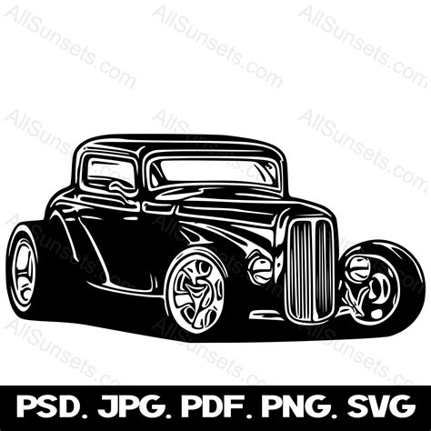 Classic Hotrod Svg 1930s Vintage 30s Vehicle Coupe Antique Vector Graphics Clipart Png Psd 