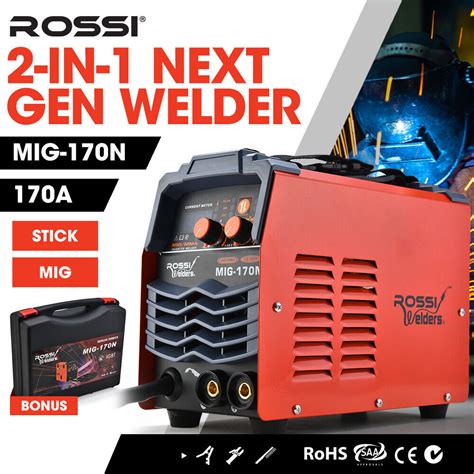 Rossi 170amp Mig Arc Stick Welder Inverter Mma Welding Wire Gasless Gas