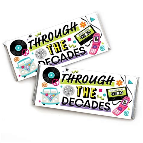 Big Dot of Happiness Through the Decades - Candy Bar Wrapper 50s, 60s, 70s, 80s, and 90s Party ...