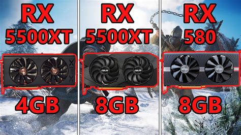 Rx 5500 Xt 4gb Vs Rx 5500 Xt 8gb Vs Rx 580 8gb I5 12400f Youtube