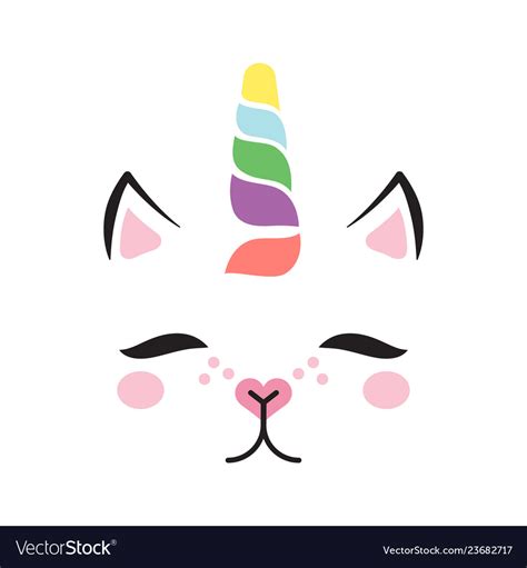 Baby Cat Unicorn Face Royalty Free Vector Image