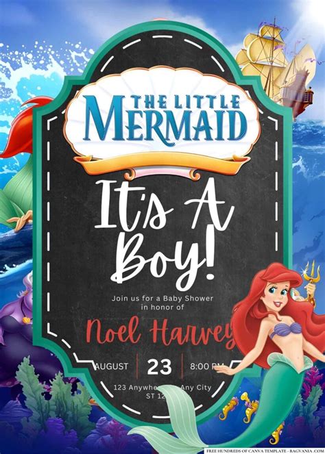 14+ The Little Mermaid Baby Shower Invitation Templates | Bagvania