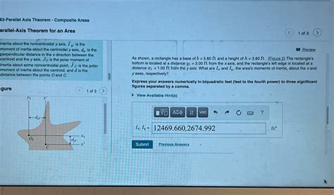 Solved 33 Parallel Axis Theorem Composite Areas Arallel Axis Theorem For Course Hero